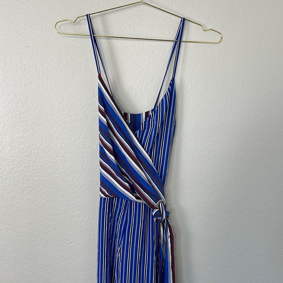 Rag & Bone 100% Silk Red, White, and Blue Striped Felix Wrap Jumpsuit - Picture 4 of 16